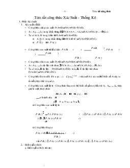 Tóm tắt công thức xác suất thông kê