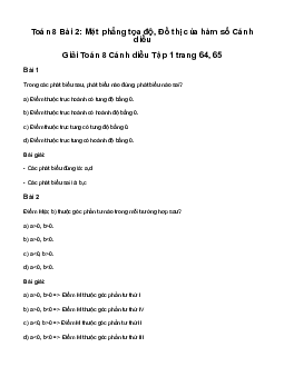 Giải Toán 8 Bài 2: Mặt phẳng tọa độ. Đồ thị của hàm số | Cánh diều