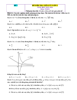 Đề kiểm tra giữa HK2 Toán 11 Cánh diều (giải chi tiết)-Đề 3