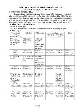 Đề kiểm tra giữa HK1 môn Văn 6 Chân trời sáng tạo THCS Đinh Xá (có đáp án và ma trận đề)