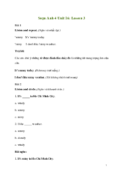 Giải Tiếng Anh lớp 4 Unit 16: Lesson 3 | Global Success