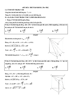 Chuyên đề trắc nghiệm thể tích khối lăng trụ
