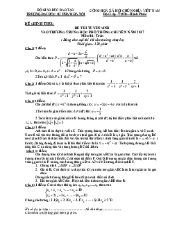Đề thi tuyển sinh lớp 10 năm học 2017 – 2018 môn Toán trường THPT Chuyên ĐH Sư phạm Hà Nội (Vòng 1)
