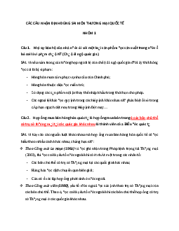 Các câu nhận định đúng sai Thương mại quốc tế