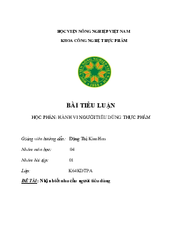 Tiểu luận Nhận biết nhu cầu của người tiêu dùng