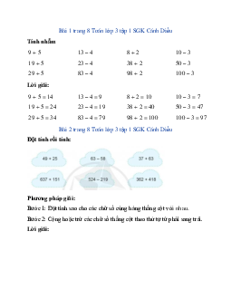 Giải SGK Toán lớp 3 trang 8, 9 Ôn tập về phép cộng, phép trừ trong phạm vi 1000 | Cánh Diều