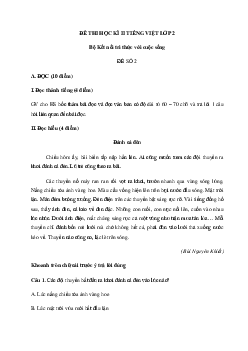 Đề thi học kì 2 lớp 2 môn Tiếng Việt theo Thông tư 27 - Đề 2 | Kết nối tri thức