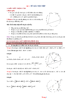 Phương pháp giải hình học 9 Tứ giác nội tiếp (có đáp án và lời giải chi tiết)