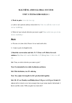 Tiếng Anh 8 unit 3 Skills 1 trang 33 34 Global success
