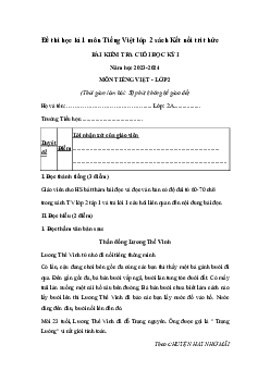 Đề thi học kì 1 lớp 2 năm 2023 - 2024 theo Thông tư 27 | Tiếng việt 2 Kết Nối Tri Thức đề 5