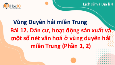 Bài giảng điện tử môn Lịch sử - Địa lý 4 | Bài 12: Dân cư, hoạt động sản xuất và một số nét văn hóa ở vùng Duyên hải miền Trung (Tiết 1) | Cánh diều