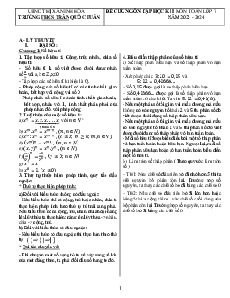 Đề cương học kì 1 Toán 7 năm 2023 – 2024 trường THCS Trần Quốc Tuấn – Khánh Hòa