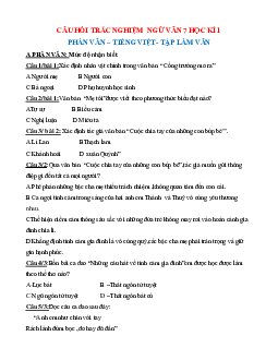 TOP 300 câu trắc nghiệm Ngữ văn 7 HK1 theo từng mức độ