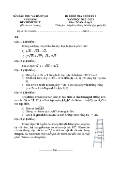 Đề Thi Kỳ 1 Toán 9 Sở GD An Giang 2025-2026 Có Đáp Án