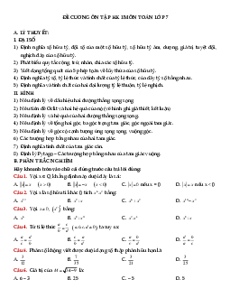 Đề cương ôn tập HK1 Toán 7
