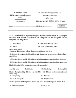 Đề thi thử THPT Quốc gia năm 2021 môn Vật Lí trường THPT Nguyễn Trung Thiên, Hà Tĩnh lần 1 (có đáp án)