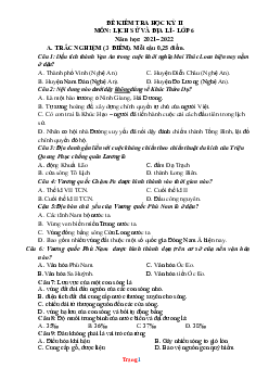 Đề thi Sử Địa 6 kết nối HK2 THCS Suối Bau 2021-2022 (có đáp án và ma trận)