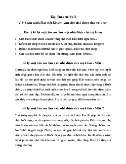 Tập làm văn lớp 3: Viết đoạn văn kể lại một lần em làm việc nhà được cha mẹ khen - Cánh Diều