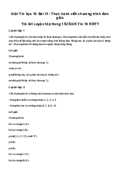 Tin học 10 Bài 31: Thực hành viết chương trình đơn giản - Kết Nối Tri Thức