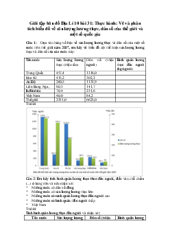 Tập bản đồ Địa lý lớp 10 bài 31: Thực hành: Vẽ và phân tích biểu đồ về sản lượng lương thực, dân số của thế giới và một số quốc gia ( có đáp án)