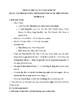 Địa Lý 12 bài 32: Vấn đề khai thác thế mạnh ở trung du và miền núi Bắc Bộ
