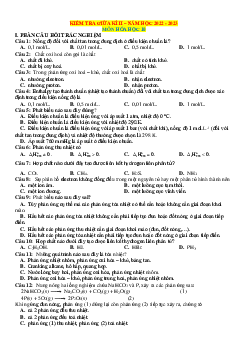 Đề 1: thi giữa HKII Hóa 10 năm 2022-2023 (có đáp án)
