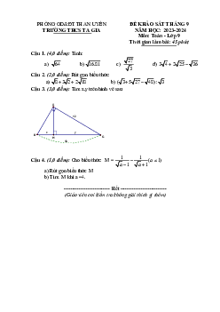 Đề khảo sát tháng 9 Toán 9 năm 2023 – 2024 trường THCS Xã Ta Gia – Lai Châu