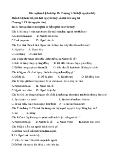 Trắc nghiệm Lịch sử lớp 10: Chương 1: Xã hội nguyên thủy