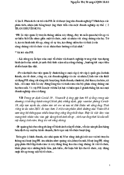 Đề cương Quan hệ công chúng (Đề mở)