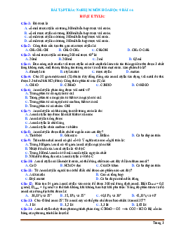 Bài tập trắc nghiệm môn hóa học 9 bài 44 Rượu etylic (có đáp án)