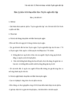 Văn mẫu lớp 12: Phân tích đoạn mở đầu Tuyên ngôn độc lập (Dàn ý + 13 Mẫu)