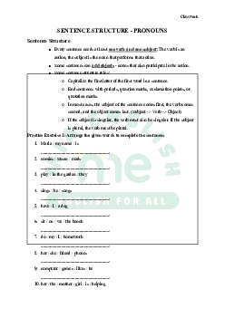 Sentence Structure - Pronouns