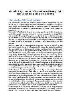 Văn mẫu 8 Nghị luận về một vấn đề của đời sống | Nghị luận về tình trạng ô nhiễm môi trường