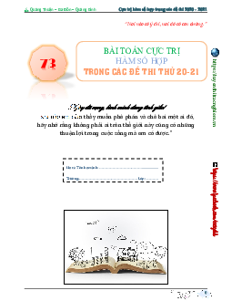 73 bài toán cực trị hàm số hợp trong các đề thi thử THPT môn Toán