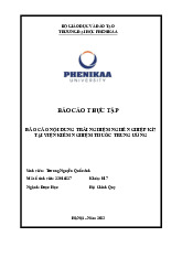Báo cáo nội dung trải nghiệm nghề nghiệp K17 tại Viện Kiểm nghiệm thuốc Trung Ương | Bài báo cáo thực tập môn học Giới thiệu và trải nghiệm nghề nghiệp | Trường Đại học Phenikaa | Ngành Dược học