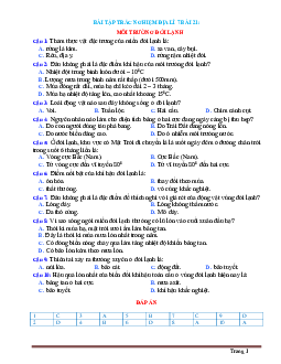 Trắc Nghiệm Địa 7 Bài 21: Môi trường đới lạnh (có đáp án)