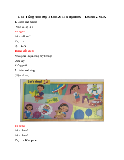 Giải Tiếng Anh lớp 1 Unit 3: Is it a plane? - Lesson 2 SGK | Family & Friends