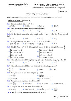 Đề kiểm tra Đại số 10 chương 2 năm 2018 – 2019 trường Lê Quý Đôn – Bình Phước