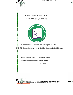 Báo cáo "Đề tài: Xây dựng phần mềm hỗ trợ viêc bán hàng cho nhân viên ở nhà hàng ăn"