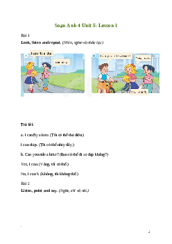 Giải Tiếng Anh lớp 4 Unit 5: Lesson 1 | Global  Success