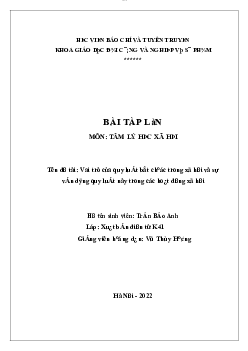 Bài tập lớn:"Vai trò của quy luật bắt chước trong xã hội và sự vận động quy luật này trong các hoạt động xã hội"