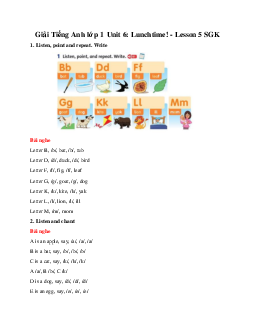 Giải Tiếng Anh lớp 1 Unit 6: Lunchtime! - Lesson 5 SGK | Family & Friends