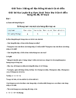 Bảng số liệu thống kê: Giải bài tập Luyện tập, thực hành Toán lớp 3 Cánh diều trang 95, 96, 97 tập 2