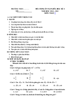 Đề cương ôn tập giữa học kì 1 môn Toán 7 sách Kết nối tri thức với cuộc sống