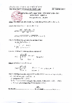 Đề thi GK2 Toán 11 năm 2020 – 2021 trường Năng khiếu TDTT Bình Chánh – TP HCM