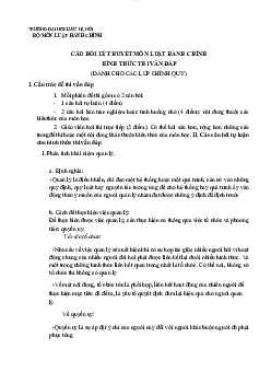 Câu hỏi lý thuyết môn luật hành chính hình thức thi vấn đáp