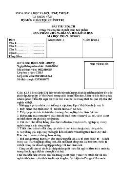 Bài thu hoạch môn Chủ nghĩa xã hội khoa học