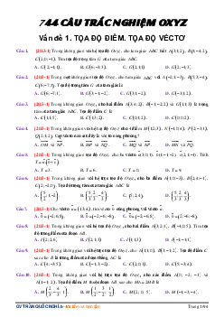 744 câu trắc nghiệm Oxyz có đáp án – Trần Quốc Nghĩa Toán 12