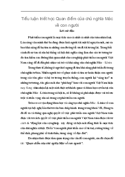 Tiểu luận triết học Quan điểm của chủ nghĩa Mác về con người | Học viện Ngân Hàng