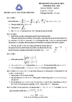 Đề thi thử Toán vào lớp 10 lần 4 năm 2022 – 2023 trường Lương Thế Vinh – Hà Nội